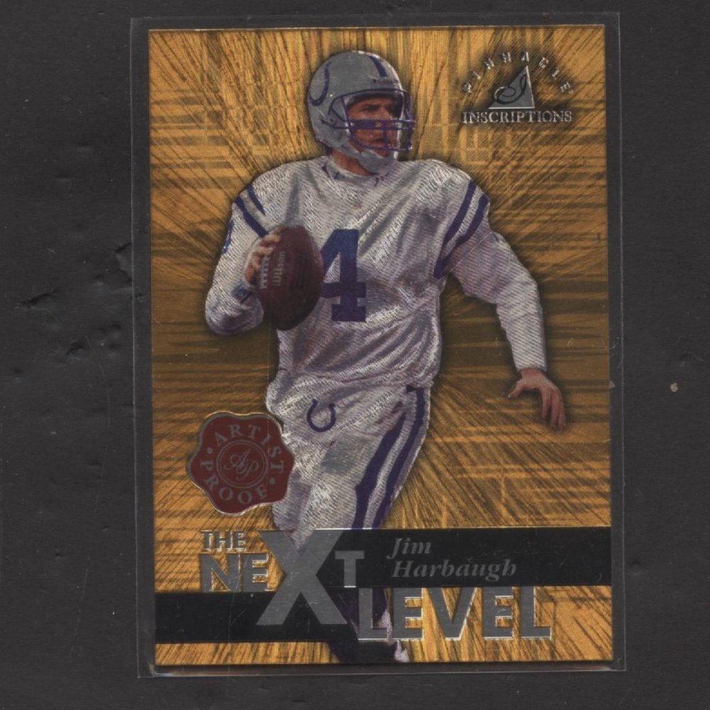 1997 PINNACLE INSCRIPTIONS ARTIST PROOF OF JIM HARBAUGH INDY COLTS